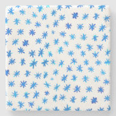 Waterverf sterren - blauw stenen onderzetter (Voorkant)