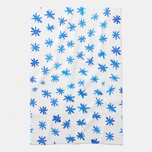 Waterverf sterren - blauw theedoek (Verticaal)