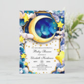 Waterverf Sterren Celestial Baby shower Kaart (Staand voorkant)