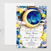 Waterverf Sterren Celestial Baby shower Kaart (Voorkant / Achterkant)