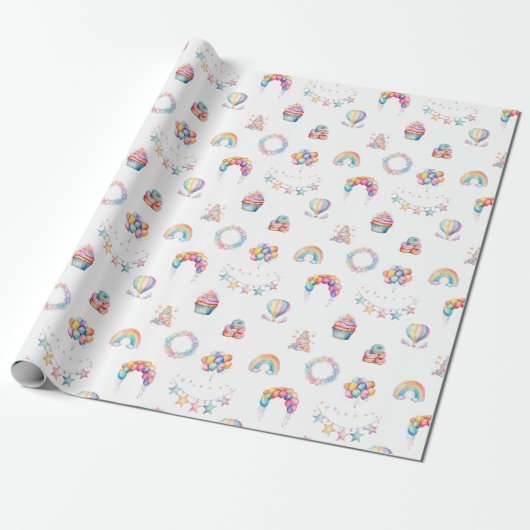 Waterverf Sterren & Feestartikelen Wrapping Paper  Cadeaupapier (Uitgerold)