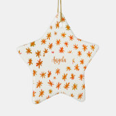 Waterverf sterren met naam - sinaasappel keramisch ornament (Rechts)