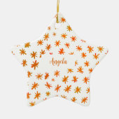 Waterverf sterren met naam - sinaasappel keramisch ornament (Voorkant)