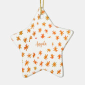 Waterverf sterren met naam - sinaasappel keramisch ornament (Links)
