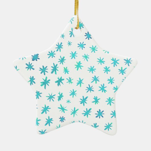 Waterverf sterren met naam - turquoise keramisch ornament (Achterkant)