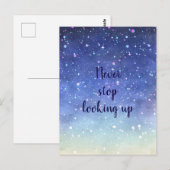 Waterverf sterren// Nooit stoppen met omhoog kijke Briefkaart (Voorkant / Achterkant)