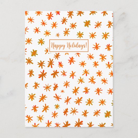 Waterverf sterren - oranje feestdagenkaart (Voorkant)