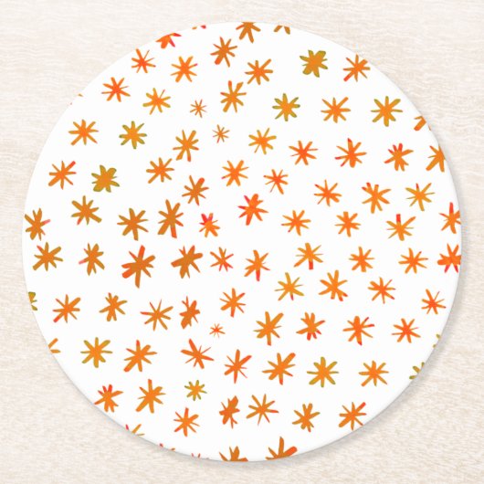 Waterverf sterren - oranje ronde kartonnen onderzetter (Voorkant)
