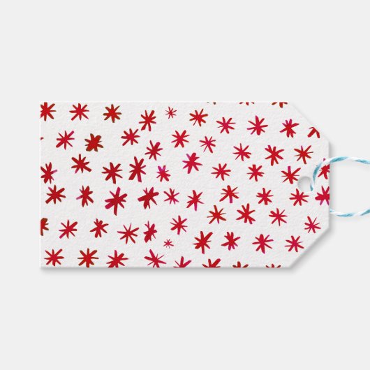 Waterverf sterren - rood cadeaulabel (Voorkant (Horizontaal))
