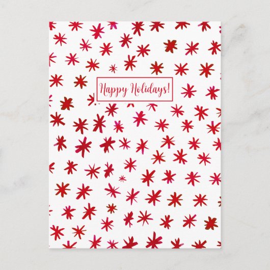 Waterverf sterren - rood feestdagenkaart (Voorkant)