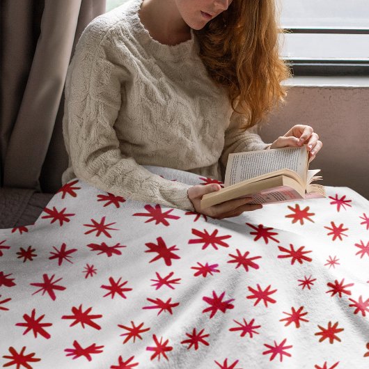 Waterverf sterren - rood fleece deken
