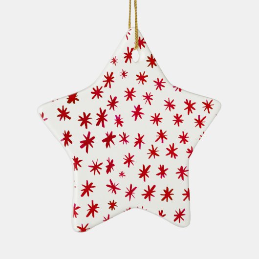 Waterverf sterren - rood keramisch Ornament (Rechts)
