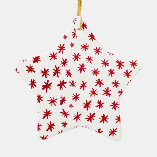 Waterverf sterren - rood keramisch Ornament (Achterkant)