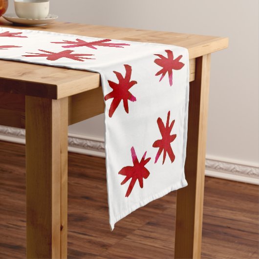 Waterverf sterren - rood korte tafelloper (Voorbeeld)