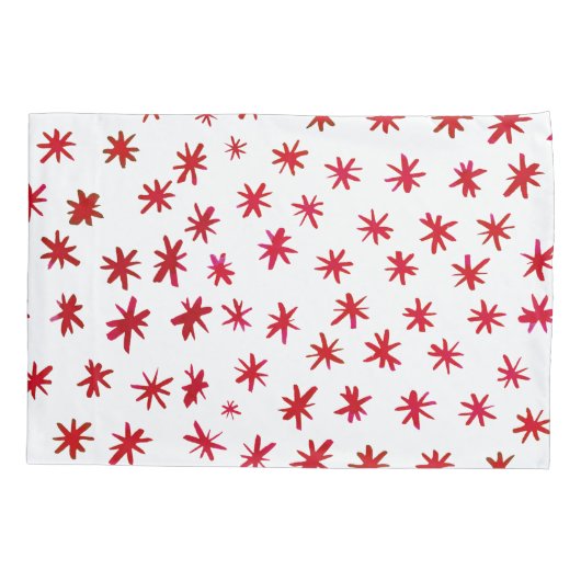 Waterverf sterren - rood kussensloop (Achterkant-Links)