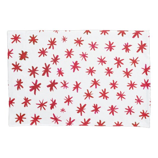 Waterverf sterren - rood kussensloop (Voorkant-Links)