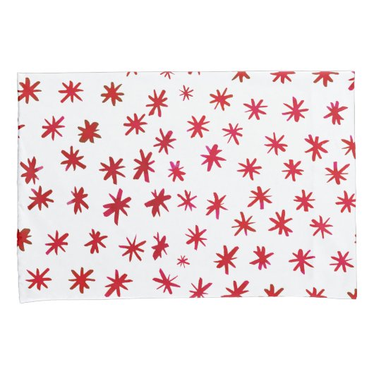 Waterverf sterren - rood kussensloop (Voorkant-Rechts)