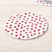 Waterverf sterren - rood ronde kartonnen onderzetter (Gebogen)