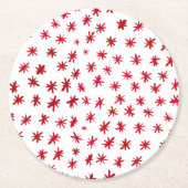 Waterverf sterren - rood ronde kartonnen onderzetter (Voorkant)