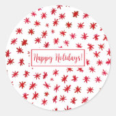 Waterverf sterren - rood ronde sticker (Voorkant)