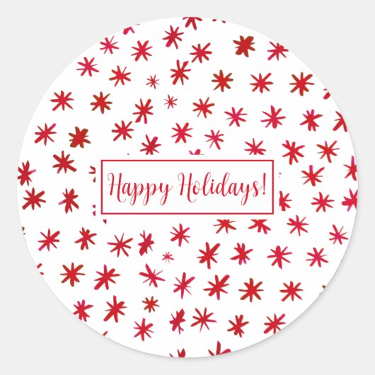 Waterverf sterren - rood ronde sticker (Voorkant)