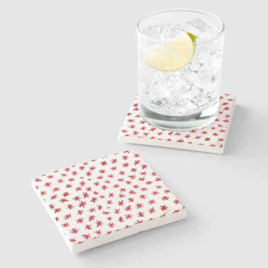 Waterverf sterren - rood stenen onderzetter (Zijkant)