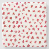 Waterverf sterren - rood stenen onderzetter (Voorkant)