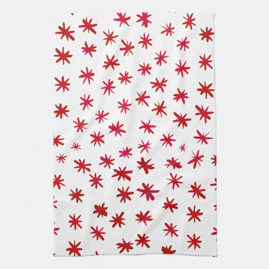 Waterverf sterren - rood theedoek (Verticaal)