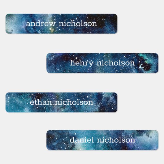 Waterverf Sterren Ruimte Blauw Galaxy Waterdicht Labels (Groep)