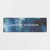 Waterverf Sterren Ruimte Blauw Galaxy Waterdicht Labels (Design 1)