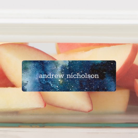 Waterverf Sterren Ruimte Blauw Galaxy Waterdicht Labels (Aangebracht)