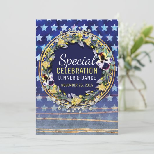 Waterverf sterren & stripes Dinner & Dance Invite Kaart (Staand voorkant)
