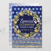 Waterverf sterren & stripes Dinner & Dance Invite Kaart (Voorkant / Achterkant)