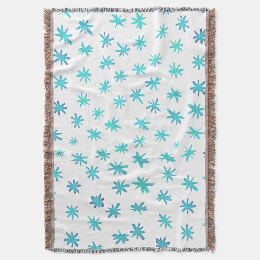 Waterverf sterren - turquoise deken (Voorkant Verticaal)