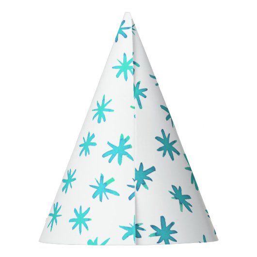 Waterverf sterren - turquoise feesthoedjes (Achterkant)