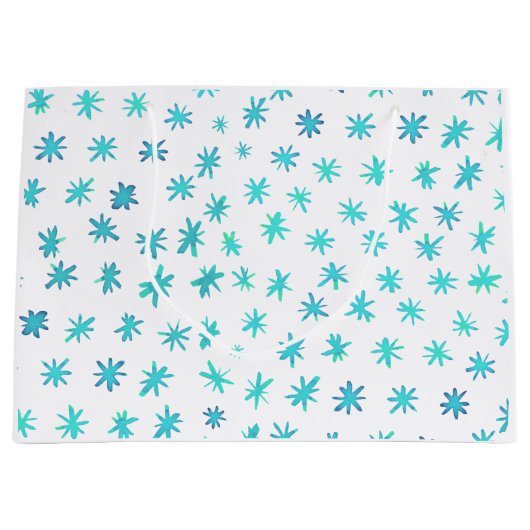 Waterverf sterren - turquoise groot cadeauzakje (Voorkant)
