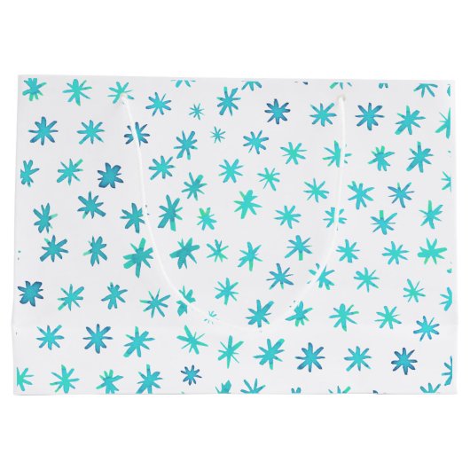 Waterverf sterren - turquoise groot cadeauzakje (Achterkant)
