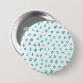 Waterverf sterren - turquoise ronde button 7,6 cm (Voorkant /achterkant)