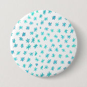 Waterverf sterren - turquoise ronde button 7,6 cm (Voorkant)