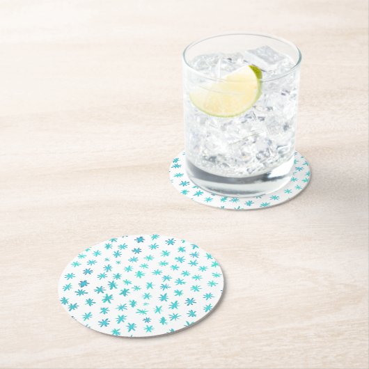 Waterverf sterren - turquoise ronde kartonnen onderzetter (Insitu)