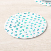 Waterverf sterren - turquoise ronde kartonnen onderzetter (Gebogen)
