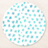Waterverf sterren - turquoise ronde kartonnen onderzetter (Voorkant)