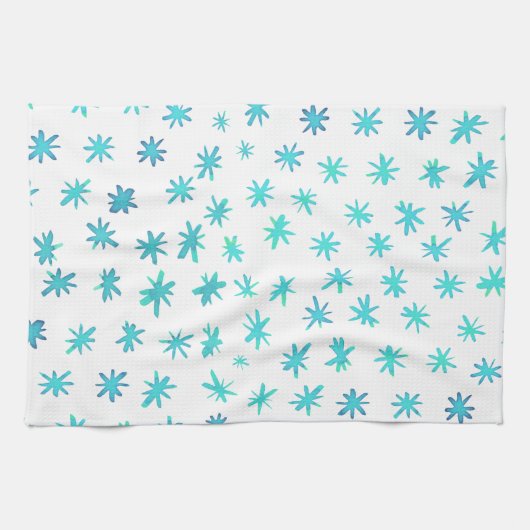 Waterverf sterren - turquoise theedoek (Horizontaal)