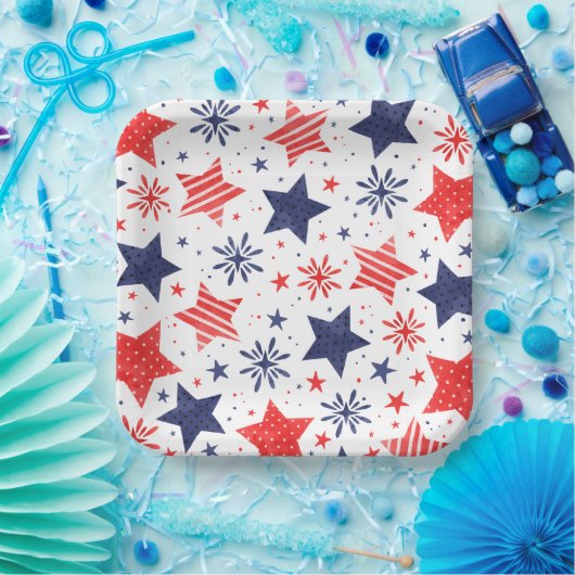 Waterverf sterren Vierde juli Papieren Bordje (Feest)