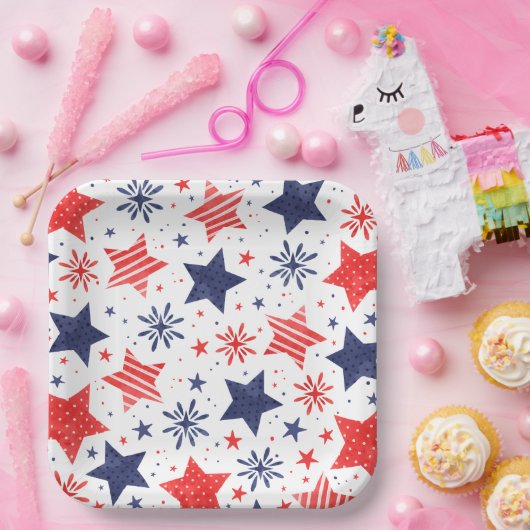 Waterverf sterren Vierde juli Papieren Bordje (Feest)