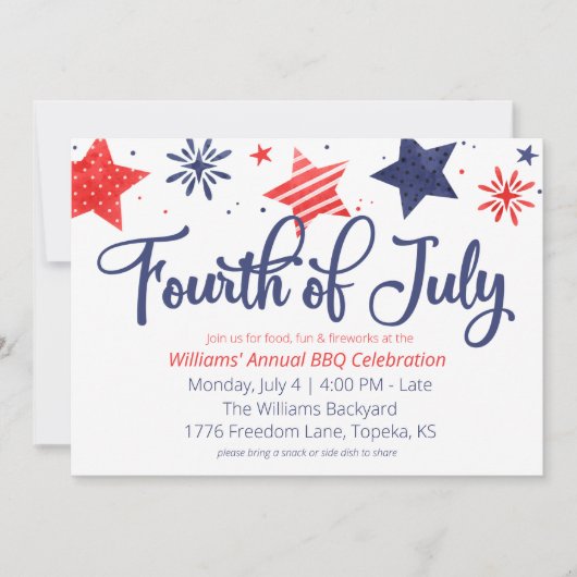 Waterverf sterren Vierde uitnodiging van juli (Voorkant)