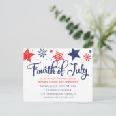 Waterverf sterren Vierde uitnodiging van juli (Staand voorkant)