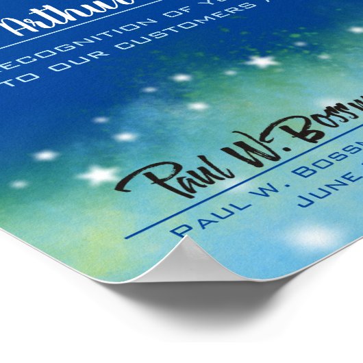 Waterverf sterren werknemer van het maanddisplay poster (Hoek)