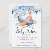 Waterverf sterren, wolken, Baby shower van het vli Kaart (Voorkant)