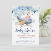 Waterverf sterren, wolken, Baby shower van het vli Kaart (Staand voorkant)